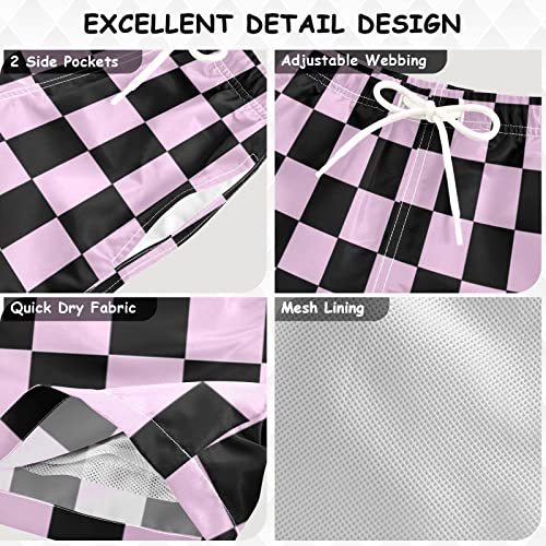 Black Checkers Board Boys Swim Trunks Squares Plaid Toddler Beach Board Shorts Baby Summer Bathing Suit S3