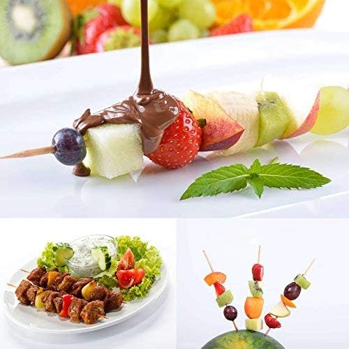 Miniatura 6 de Hysagtek 400 pinchos de madera de 6 pulgadas, brochetas de bambú de frutas, brochetas de fuente de chocolate, palitos de fondue para aperitivo,