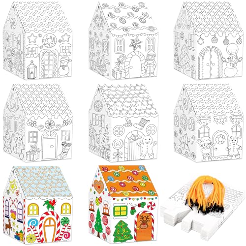 80UncleKimby 25Sets Christmas Crafts Gingerbread House Coloring Kit