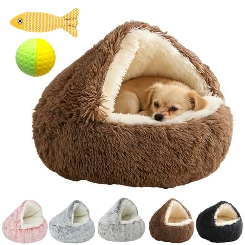 Cozy Cocoon Dog Bed 2026 New Cozy Cocoon Pet Bed for Dogs 3D Spacious Design Resistant to Collapse Strong Support Warm & Non-Slip Soft & Washable Enclosed Cat Cave Bed (Brown Medium)