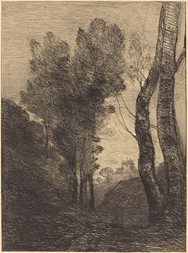 Toile Environs de Jean-Baptiste Camille Corot impression de portrait d'art mural haut de gamme