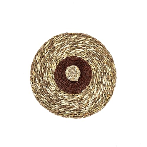Image of Handwoven Sabai Grass Chapati Box with Lid, Round, 25x10 cm, Natural Brown