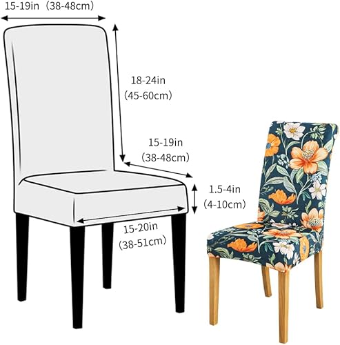 Vista 207 de Forcheer - Juego de 4 fundas elásticas para sillas de comedor con estampado elástico, lavable, extraíble, para cocina, hotel, restaurante