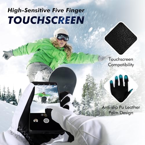 Image of Ski Gloves,Snow Gloves Waterproof Winter Warm Cold Weather Touchscreen Gloves for Parent& Child Kids Skiing,Snowboarding