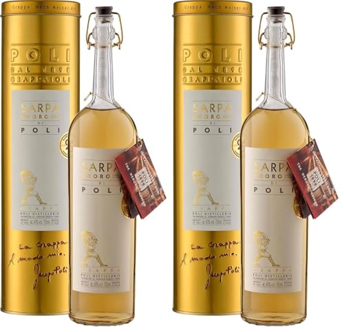 Jacopo Poli Grappa Sarpa Barrique di Poli in Geschenkröhre (1 x 0.7 l) (Packung mit 2)