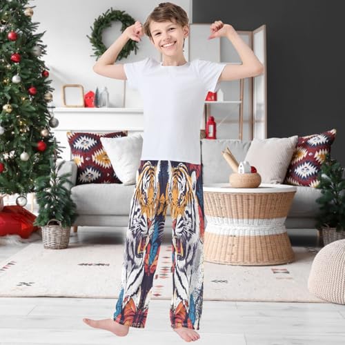 Boy's Pants Danger Tiger Butterfly Jogger Pants Elastic Waist Long Bottoms Trousers with Pockets 6-14 Years2