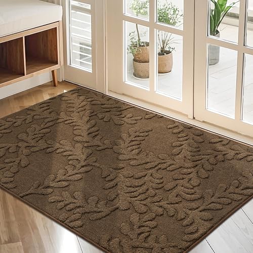 BEQHAUSE Door Mats 32" x 48", Dirt Trapper Doormats, Brown
