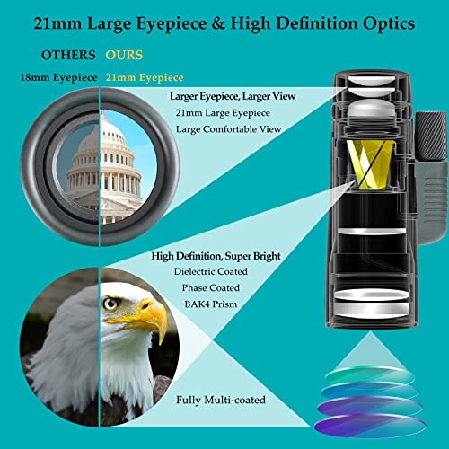 12X56 Hd Monocular Telescope With Smartphone Adapter, Upgraded Tripod, Hand Strap - High Power Monocular With Clear Low Light Vision For Star Watching - Lightweight Monocular For Bird Watching Hunting #TOP1