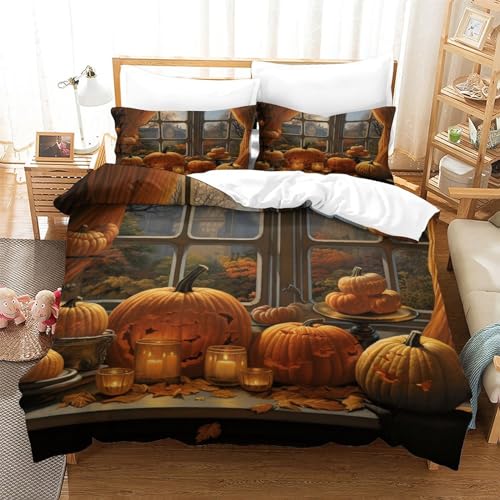 Housse de couette Halloween 200x200 microfibre lit double avec taies d'oreiller - 3