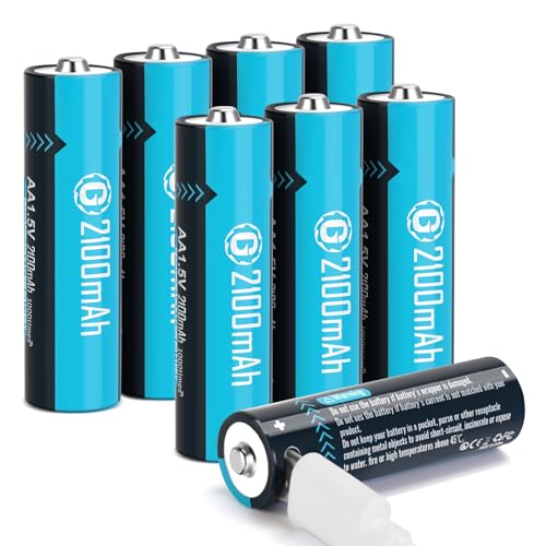 Fitinoch 8 Pack Rechargeable AA Batteries with USB Charging Cable 1.5V Lithium Double A Size Battery for Blink Outdoor Camera 2100mAh (3150mWh)