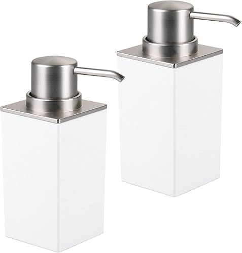 Miniatura 1 de mDesign  Dispensador recargable de jabón líquido de plástico para baño, tocador, lavabo de cocina - Para rellenar con jabón de manos, de platos,