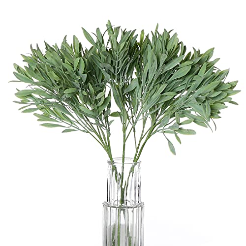 Anaoo Fleurs Artificielles 5pcs Feuilles D'olivier, Real Touch Fausses Plantes Décoration Banquet pour Mariée, Mariage, Maison, Bureau, Jardin, Arrangements Floraux, Fête D'hôtel Cover