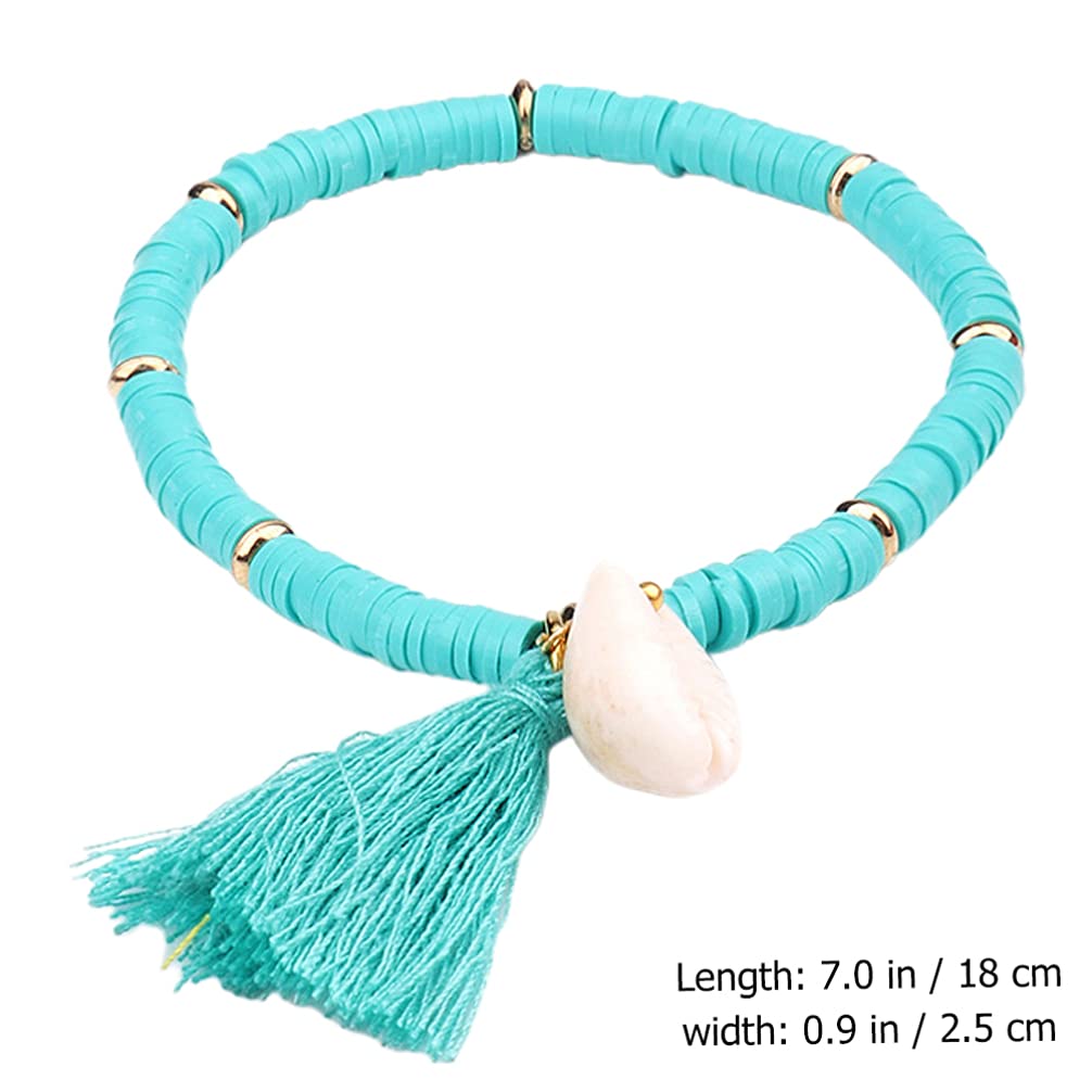 Heisi Surfer Rainbow Clay Armbänder mit Quasten Vinyl Scheibe Perlen Polymer Freundschaft Sommer Beach Armband