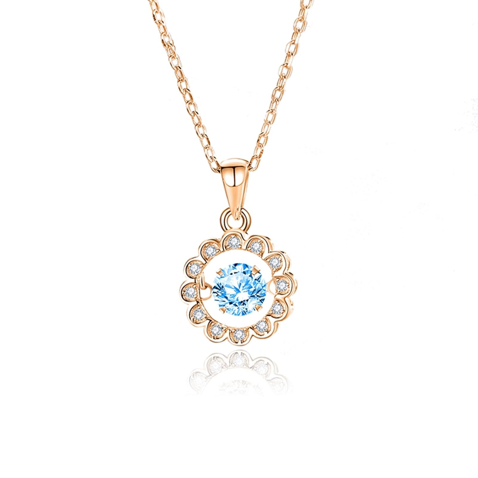 Wycian Collana da donna vintage, in moissanite bianca, con composizioni floreali galleggianti, 40 + 5 cm