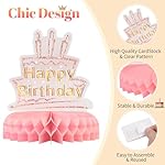 9PCS Birthday Table Decorations,Pink Rose Gold Honeycomb Center Pieces for Table Decorations,Happy Birthday Party Decor for Women Girl,Party Supplies for Birthday Baby Shower - Image 3