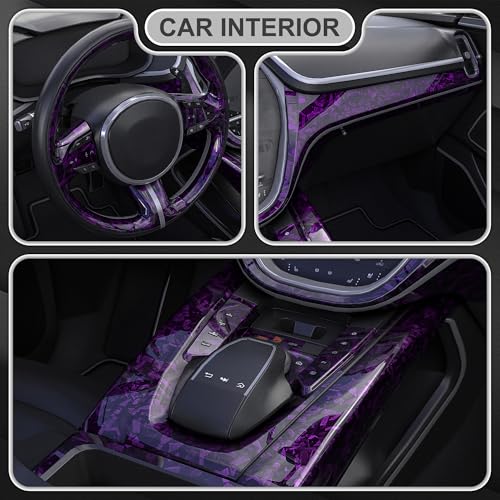 Image of LYPUMSO Forged Carbon Fiber Vinyl Wrap, Gloss Purple Car Vinyl Wrap Roll with 2PCS Installation Tool Kits, Self-Adhesive DIY Decal Sticker Film Sheet for Auto Motorcycle with Air Release (1ft x3.5ft)