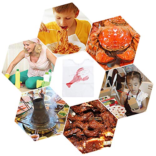 Scicalife 100 babadores descartáveis de plástico lagosta, babadores de lagosta, babadores para banqu