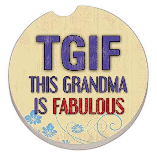 Counter Art Absorbent Stoneware Car Coaster, Grandma Fabulous "1 COUNT"
