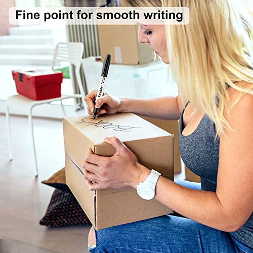 Keebor Advanced Permanent Markers Fine Tip, 60 Pack Black Permanent Marker Set, Waterproof - Quick Drying, Office Supplies #TOP5