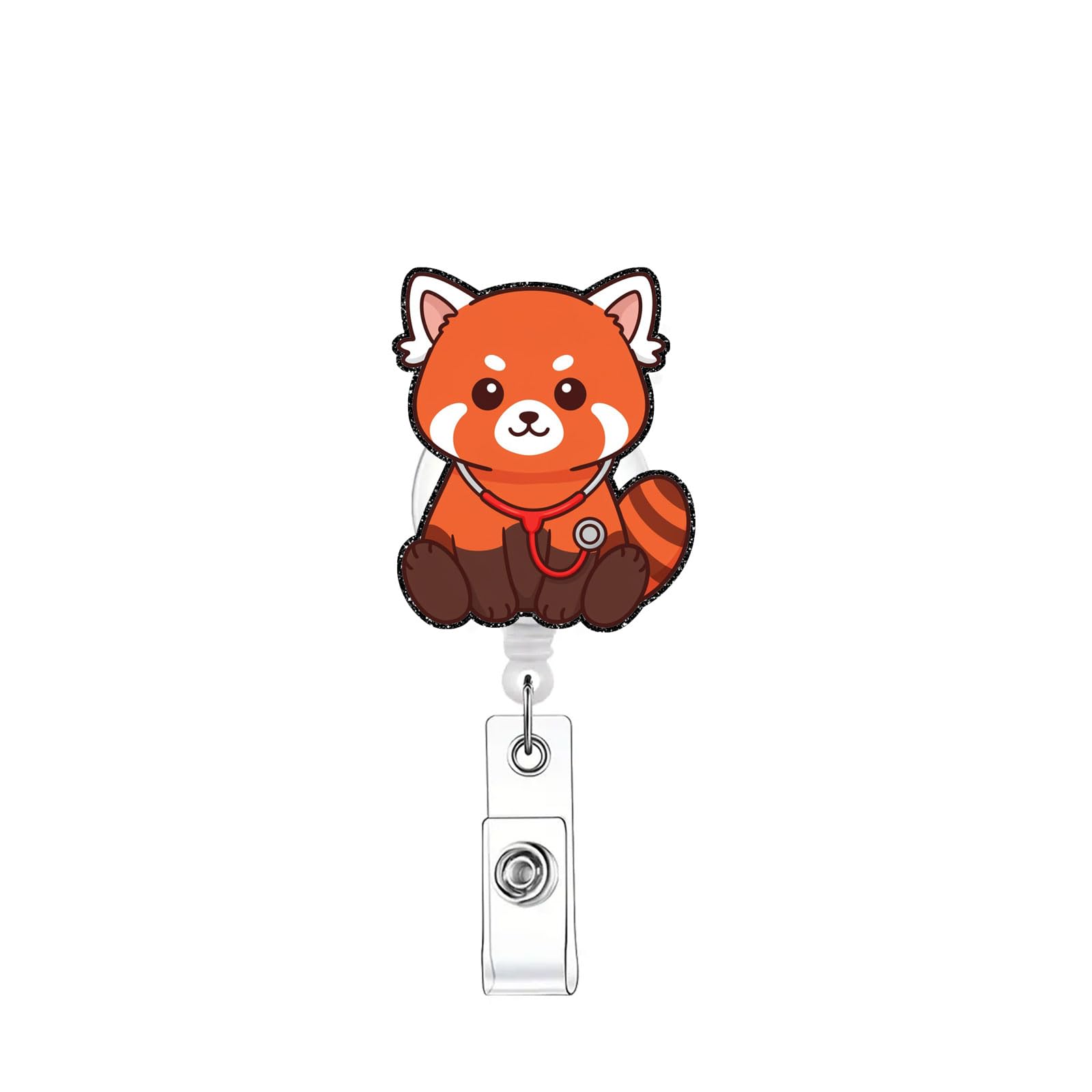 Red Panda Badge Reel - Cute Badges Funny Badge Reel Retractable ID Badge Holder Retractable RN LPN CNA MA Healthcare Accessories for Work