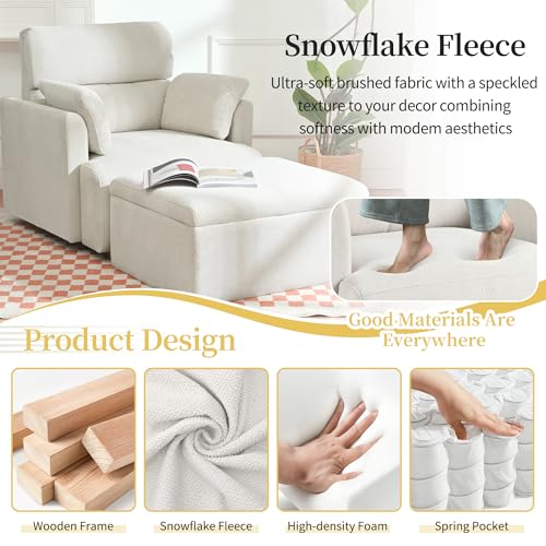 Sillón Plegable Terciopelo Beige miniatura 4