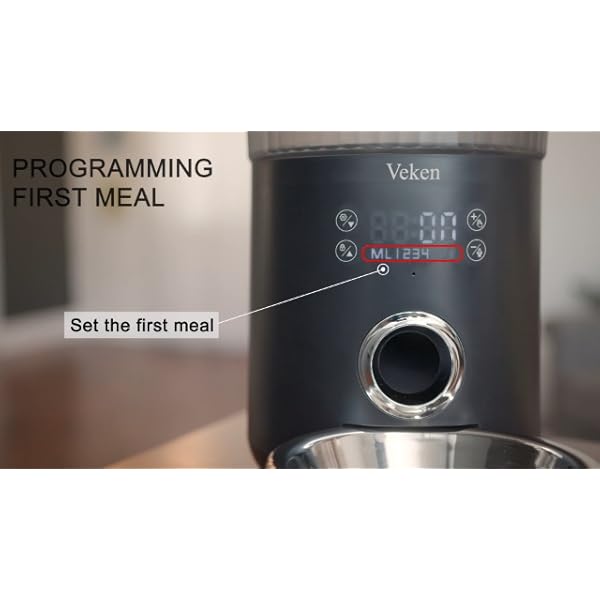 Veken Automatic Cat Feeder, 135oz/4L Dog Feeder Pet Food Dispenser with