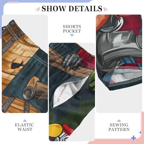 Tropical Pirate Parrots Boys Long Pants Soft Trousers Elastic Waist Kids Lounge Bottoms with Pockets S-XL4