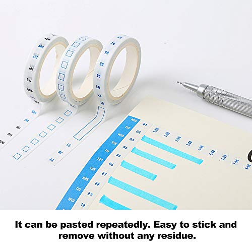 4 rolos/set 8mm * 5 m fitas adesivas data semana tempo grade Washi fitas de papel decorativa papelar