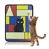 Picture of Soubeoii 3-in-1 Sisal Cat Scratcher Mat 15x12 Inch – Art Cat Wall Scratcher with Adhesive Tape for Indoor Cats, Durable Wall Mounted Cat Scratch Pad to Protect Couch and Carpet (Geometric)