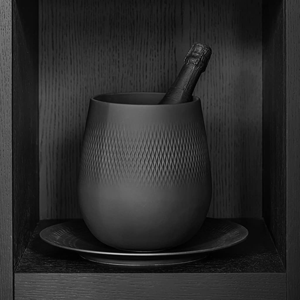 Villeroy & Boch Collier Noir Vase Carré n°1, 20,5x20,5x22,5 cm, Porcelaine Premium, Noir