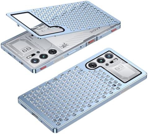 DAYJOY Premium Aluminum Heat Dissipation Case Cover Compatible with ZTE Nubia RedMagic 9 Pro Series, Luxury Honeycomb Style Metal Hollow Shockproof Anti-Scratch case (Light Blue)