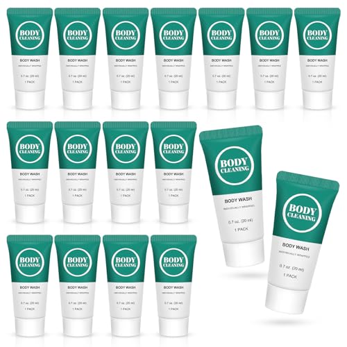 Travel Size Body Wash Mini Shower Gel Set 20 ml Individually Wrapped Bulk Trial Sample Small Single Use Toiletries Amenities Kit for Men & Women for Hotel/Camping/Homeless 0.7 Fl Oz (Pack of 30)