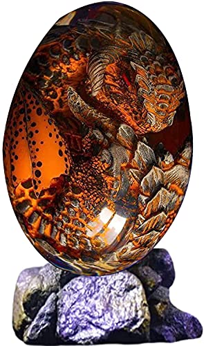 Lava Dragon Egg, Dream Crystal Resin Transparent Dragon Egg, Exquisite and Unique Hand-Sculpted Fire-Bag Dragon Souvenir Desktop Ornaments, Gifts