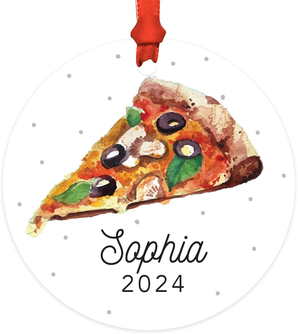 Andaz Press 3.5" Metal Personalized Pizza Ornaments for Christmas Tree, Pizza Slice Design, Custom Pizza Slice Ornament, Customized Pizza Christmas Ornament, Pizza Ornament 2026