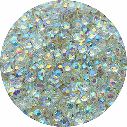 1500pcs 5mm Resin Rhinestone AB Color Round Flatback Jelly Resin Rhinestones Glitter Diamond Stone for DIY Crafts Face Makeup Cups Bottles Tumblers (5mm, 20 Clear AB)