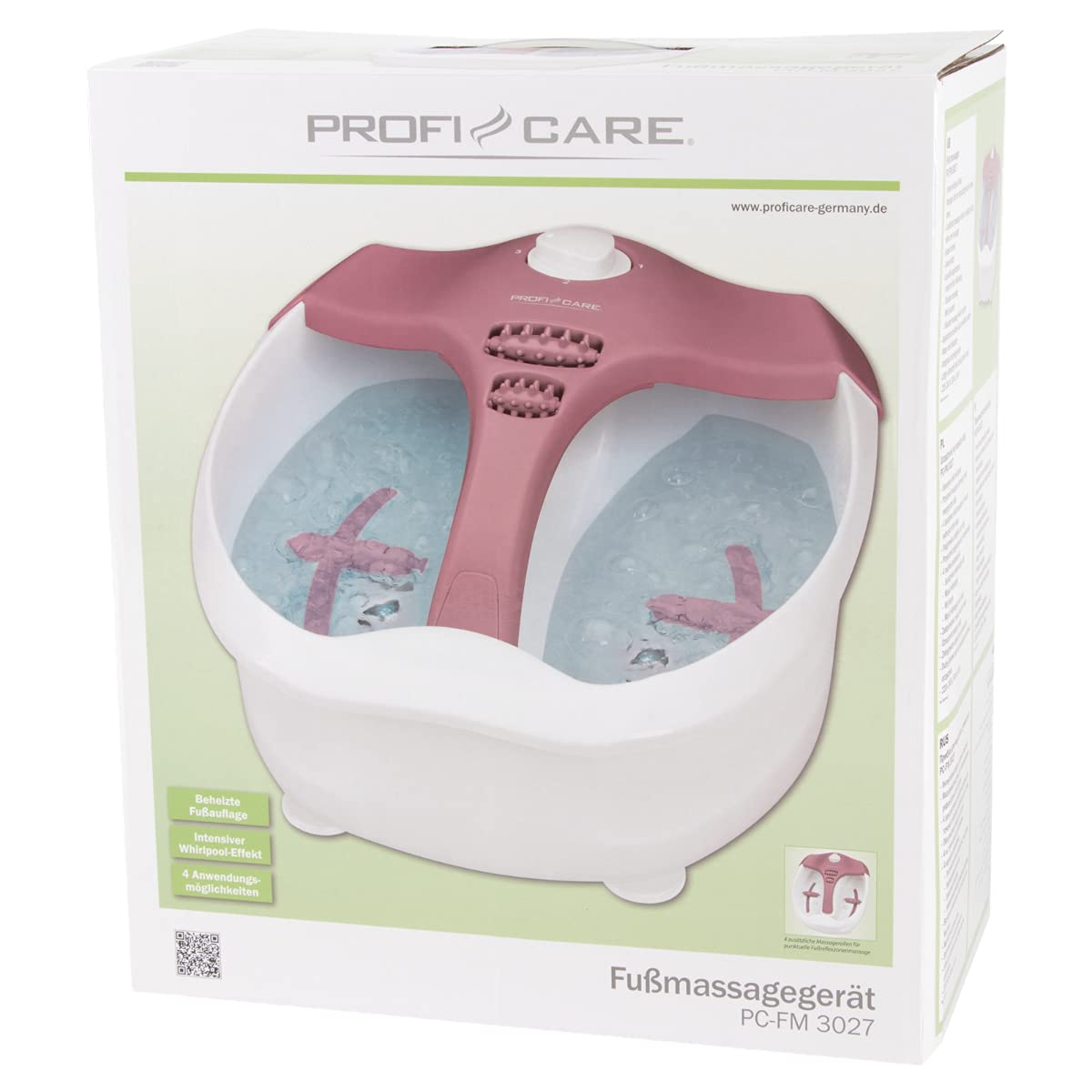 Proficare FM 3027 Masajeador de pies calefactable Reposapiés Hidromasaje 4 Modos de masaje funcionamiento con agua y sin agua Masaje vibratorio Masaje burbujas calentamiento agua 80W