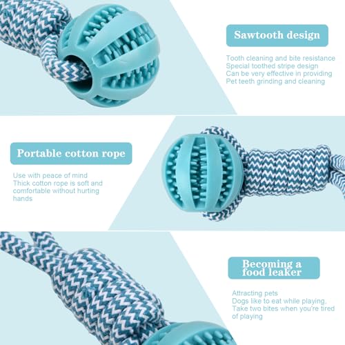 Volumoon Ball on Rope - Indestructible Dog Toy for Throwing & Chewing, 6 cm, blue - Image 3
