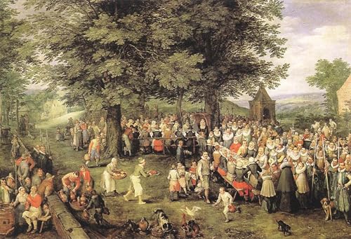 Cuadro lienzo Banchetto di nozze de Jan Brueghel el Viejo para decoración de sala 60x90cm