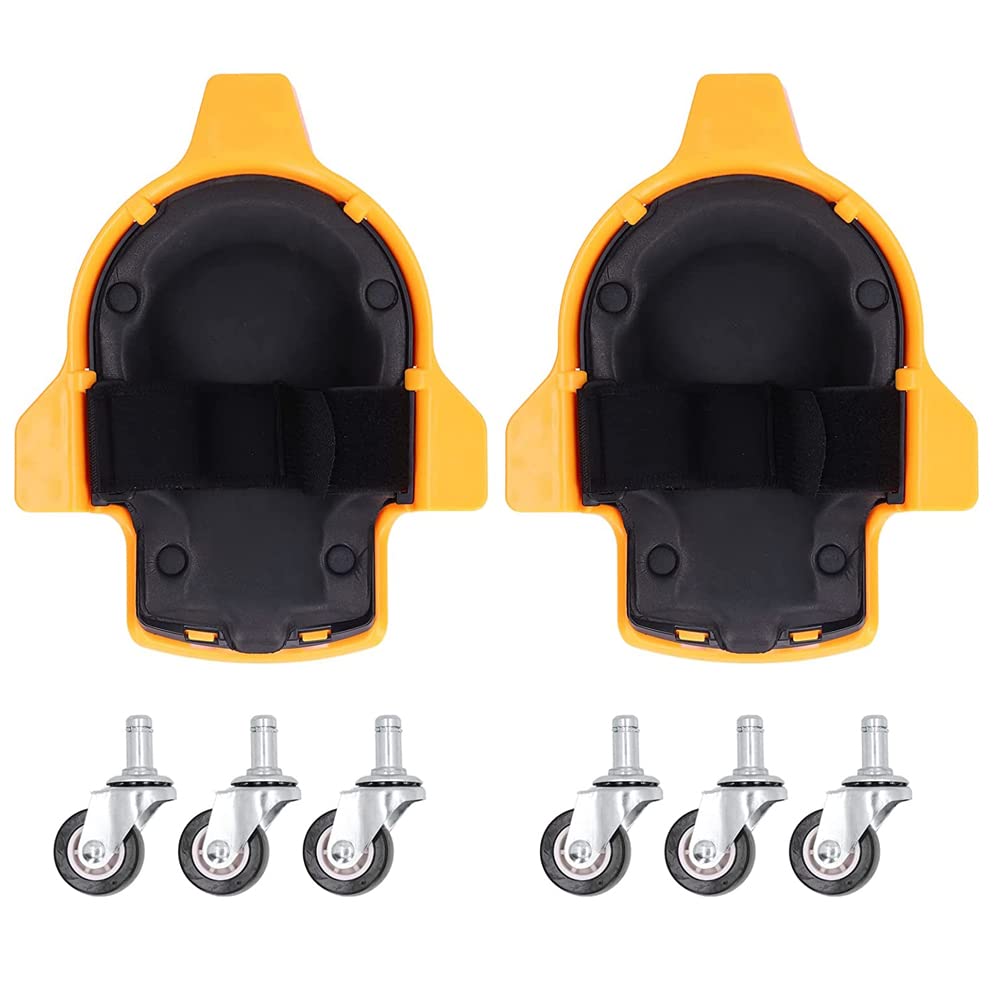 Lot de 2 genouillères robustes pour le travail - Avec roulettes - Capacité de rotation à 360 degrés - Sans soulever - Antidérapantes - Avec sangles réglables