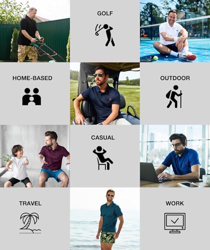 GEEK LIGHTING Mens Waffle Texture Polo Shirts Short Sleeve Casual T-Shirts Moisture Wicking Collared Golf Shirt with Pocket4