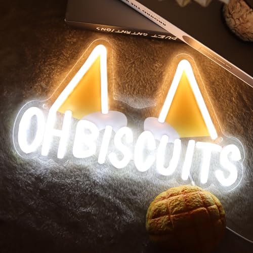 Image of OH BISCUITS Neon Sign for Wall Decor, 11.8 x 6.7 IN, Funny Quote Neon Light with Dimmer, USB Powered LED Neon LED for Bedroom Game Room Bar Kids Room Party Decoration