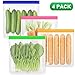 Produktbild Potok Lebensmittel Beutel Wiederverwendbare, Vielseitige Aufbewahrungsbeutel Gefrierbeutel Küche Sandwich Tasche Obst- und gemüsebeutel für Gemüse Milch Snacks Fleisch (4Pack)