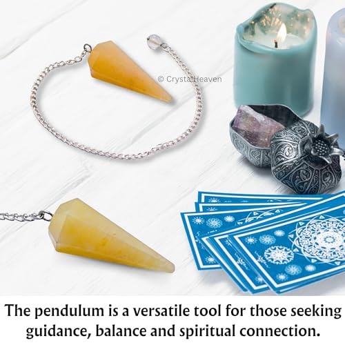 Image of Certified Yellow Aventurine Pendulum Dowsing Tool - Natural Crystal Pendulum for Spiritual Guidance - Premium Dowser Pendulum for Accurate Divination and Energy Healing - Perfect for Energy Healing and Chakra Balancing - Handcrafted with Precision and Elegance