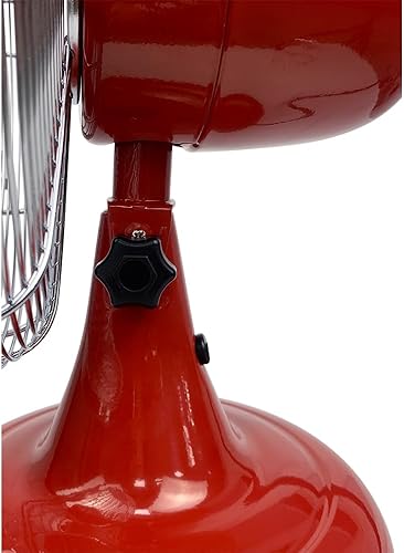 Miniatura 5 de Good Housekeeping 92611 Ventilador de mesa de oficina retro de 12 pulgadas con amplia oscilación, ajustes de 3 velocidades y asa de transporte, rojo