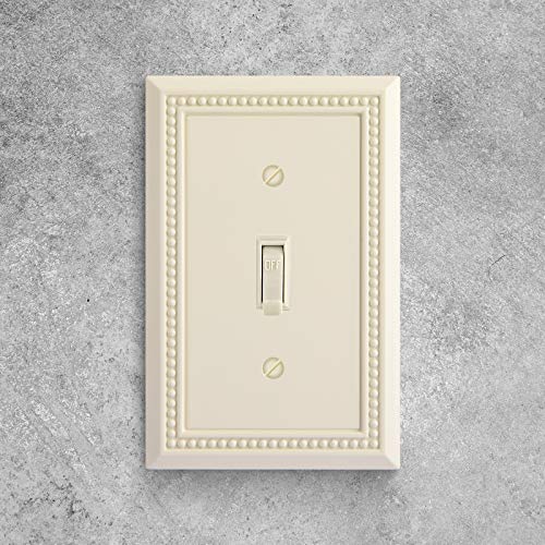 Image of Henne Bery Sunken Pearls Heavy Duty Decorative Wall Plate Switch Plate Outlet Cover, Durable Solid Zinc Alloy (Single Toggle 2PK, Light Almond)