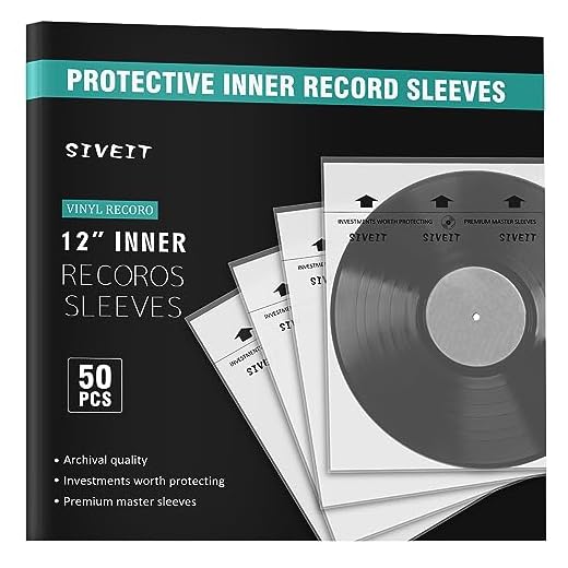 Siveit Mangas internas de disco de vinil – Pacote com 50 capas internas protetoras de vinil antiestático para proteger seus álbuns LP de arranhões, poeira e sujeira – capas de disco de papel de arroz sem ácido incluídas.
