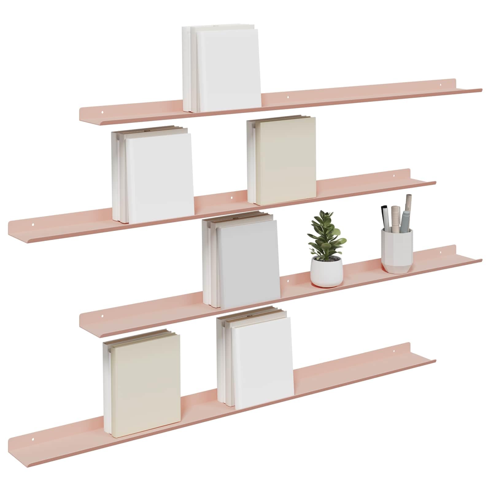 vidaXL Étagère Flottante 4 pc Rose 100 x 9 x 2,5 cm Acier