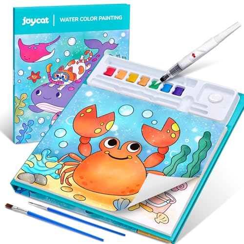 JoyCat Libro para colorear con acuarelas para niños pequeños a partir de 3-8 años, juego de acuarela para arte y manualidades, juguete educativo como regalo de cumpleaños para niños y niñas(Cyan) JoyCat Libro para colorear con acuarelas para niños pequeños a partir de 3-8 años, juego de acuarela para arte y manualidades, juguete educativo como regalo de cumpleaños para niños y niñas(Cyan)