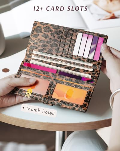 Slim Wallet Women RFID Blocking Vegan Leather Bifold Clutch Wallet Credit Card Holder with 2 ID Windows & Zip Pocket4