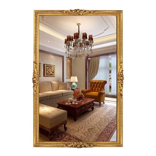 Varsoul Antiqued Gold Wall Mirror with Beaded Frame – 24 * 36in Traditional & Flourish Baroque Ornate Rectangle Mirror for Over Fireplace/Entryway Vanity, Living Room or Event – Home Décor